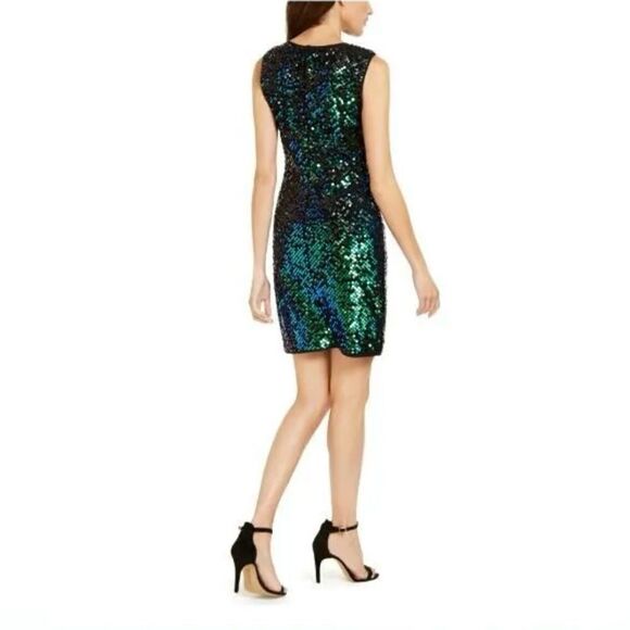 SHO By Tadashi Shoji Multicolor Sequin Cutout Body Con Dress Size XS NWT - Picture 7 of 10